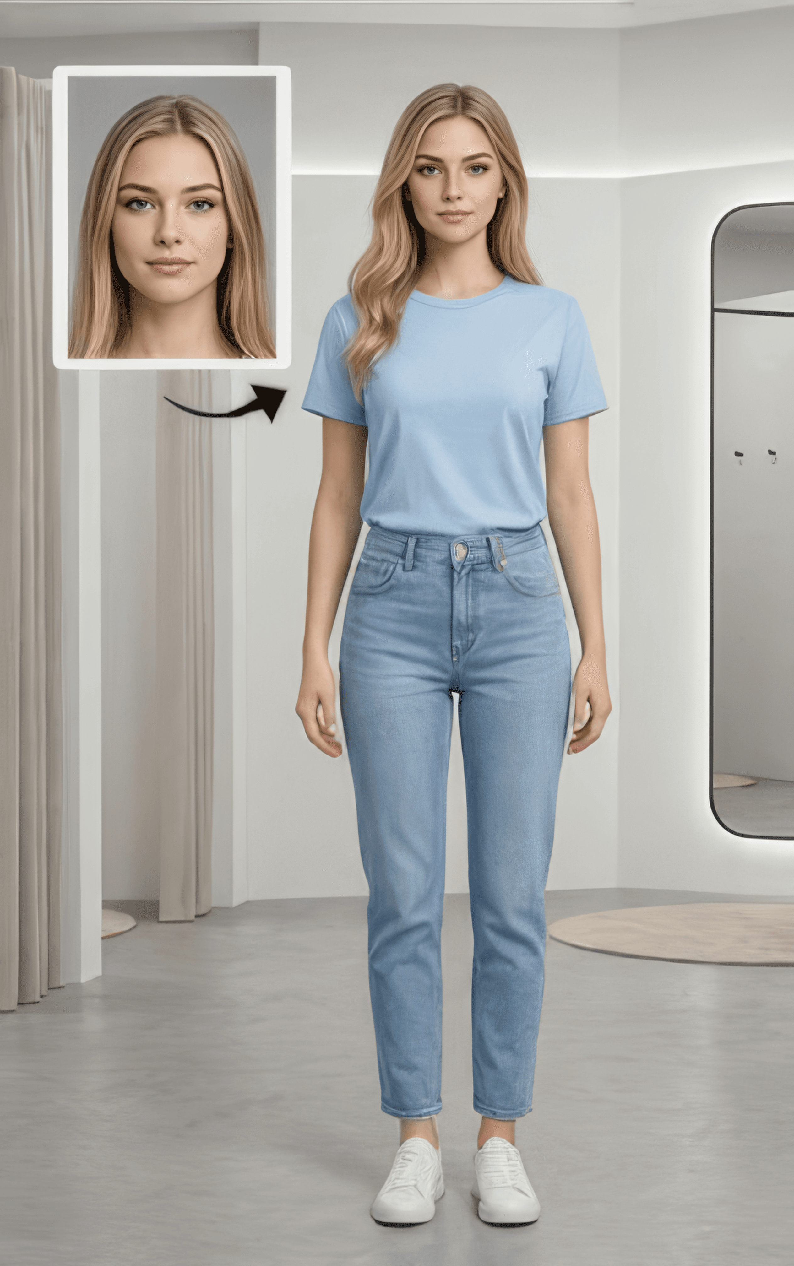 Transformación: cara a modelo de cuerpo completo con IA